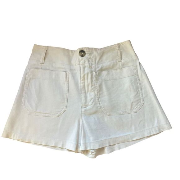 Maeve by Anthropologie The Colette Linen Blend Shorts Ivory Cream Size 27 - Picture 1 of 12